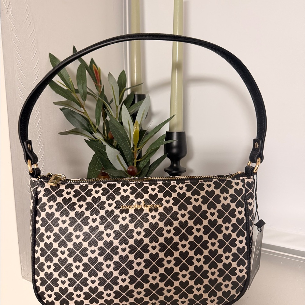 Nanette Lepore Black and Cream Patterned Shoulder Bag
